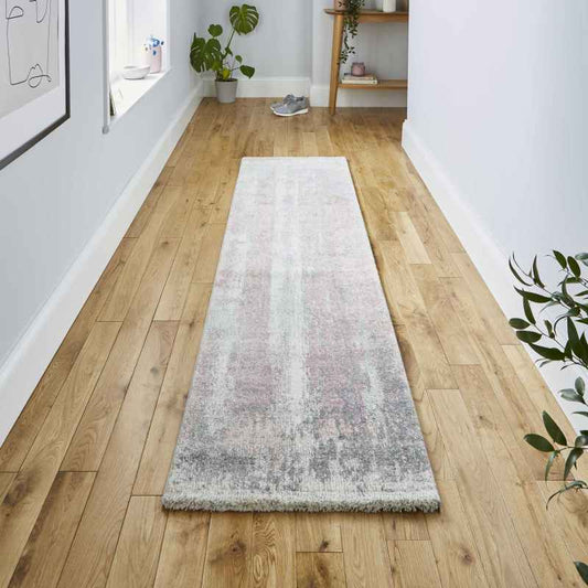 Brooklyn 8595 Abstract Hall Runner in Ivory Grey Pink
