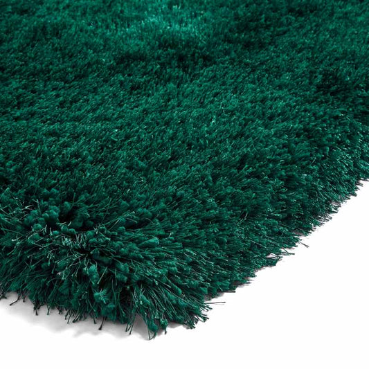 Montana Shaggy Round Circle Rugs in Jewel Green