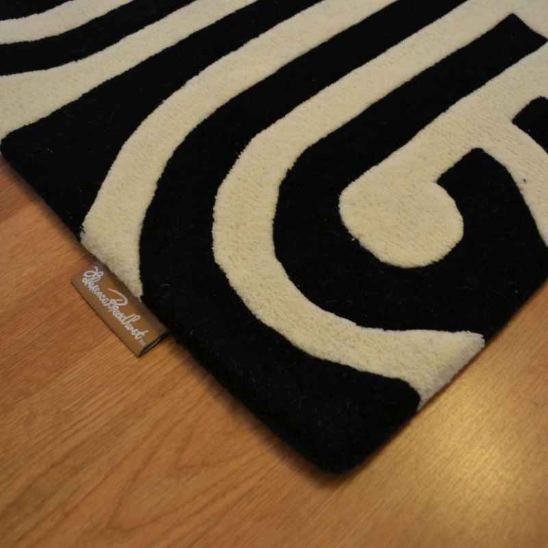 Turnabouts Retro Runner Rugs in 39205 Black White by Florence Broadhurst