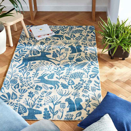 Kelda Woodland Rugs by Scion in 023508 Cobalt Blue