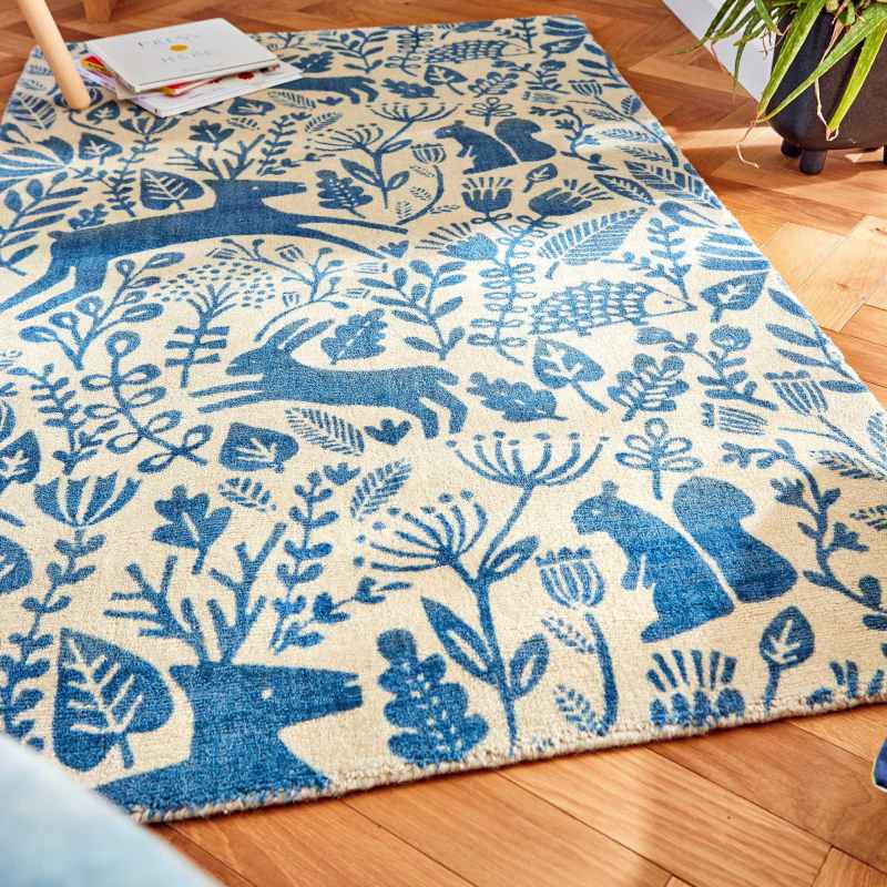 Kelda Woodland Rugs by Scion in 023508 Cobalt Blue