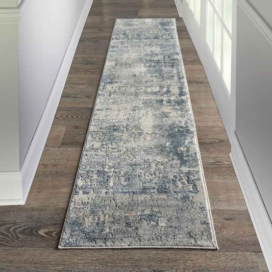 Quarry QUA04 Abstract Distressed Runner Rugs in Grey Beige