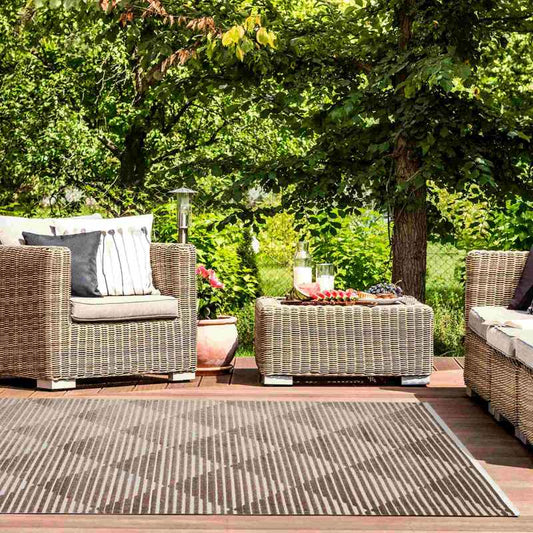 Jazz Jaz07 Indoor Outdoor Geometric Rugs in Natural Beige