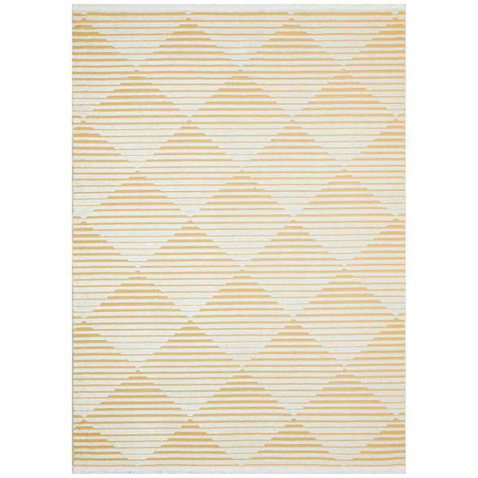 Jazz Jaz12 Indoor Outdoor Geometric Rugs in Amber Yellow