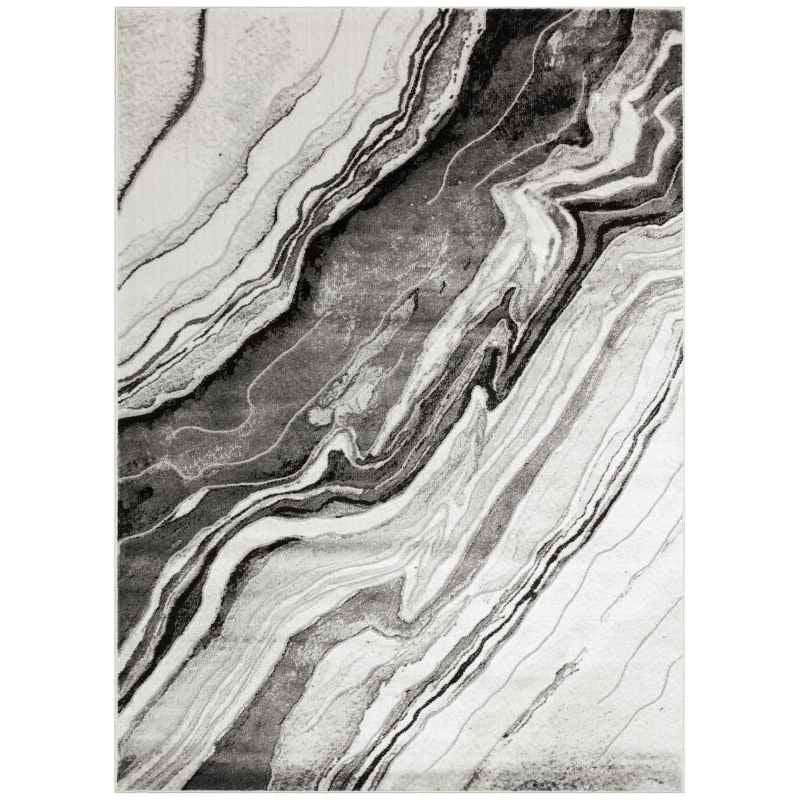 Blaze BLZ01 Abstract Marble Rugs in Silver Grey