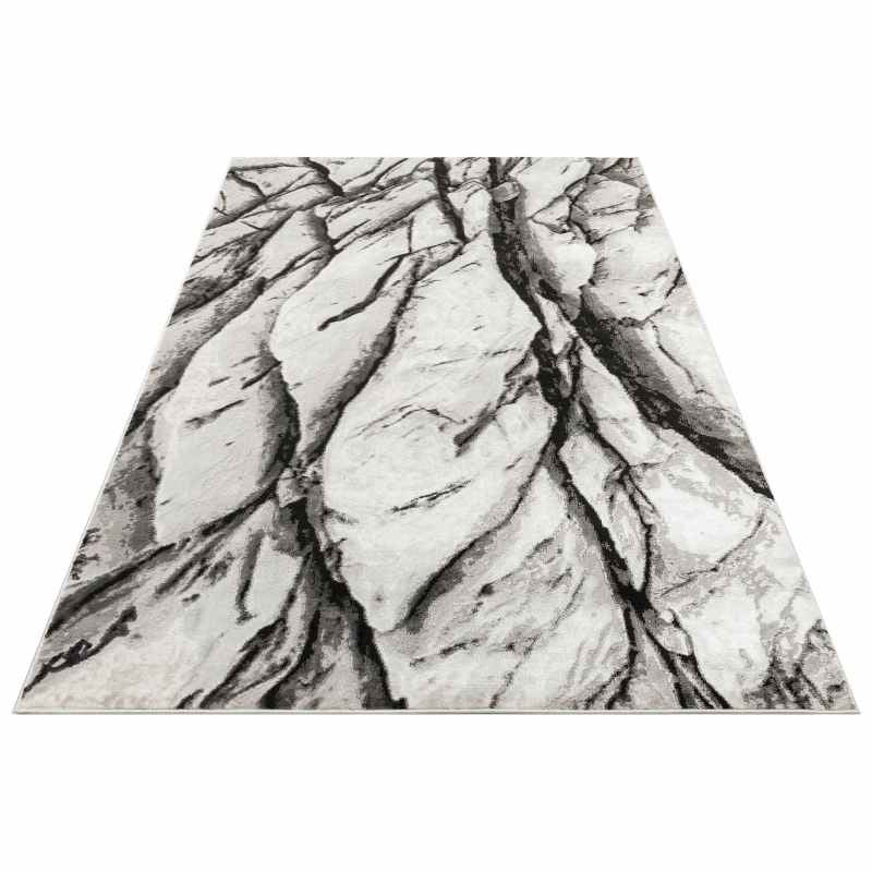 Blaze BLZ04 Abstract Marble Rugs in Silver Grey