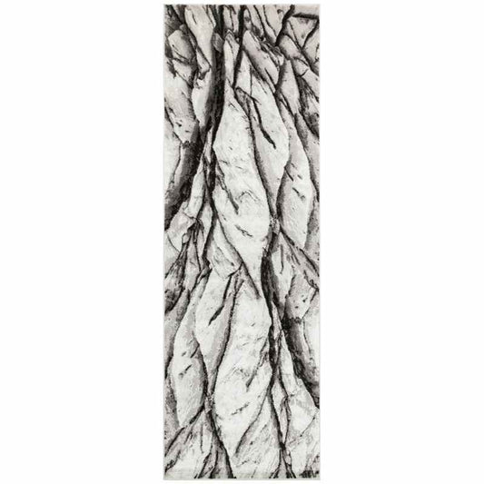 Blaze BLZ04 Abstract Marble Runner Rugs in Silver Grey
