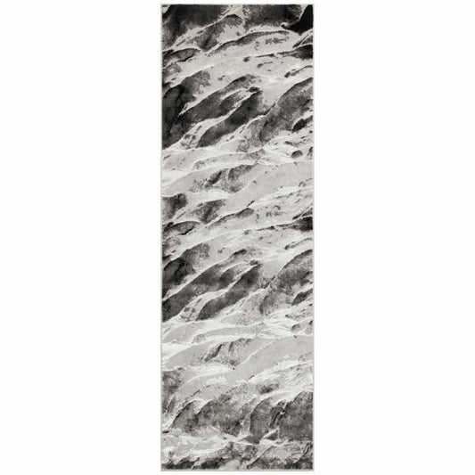 Blaze BLZ06 Abstract Marble Runner Rugs in Silver Grey