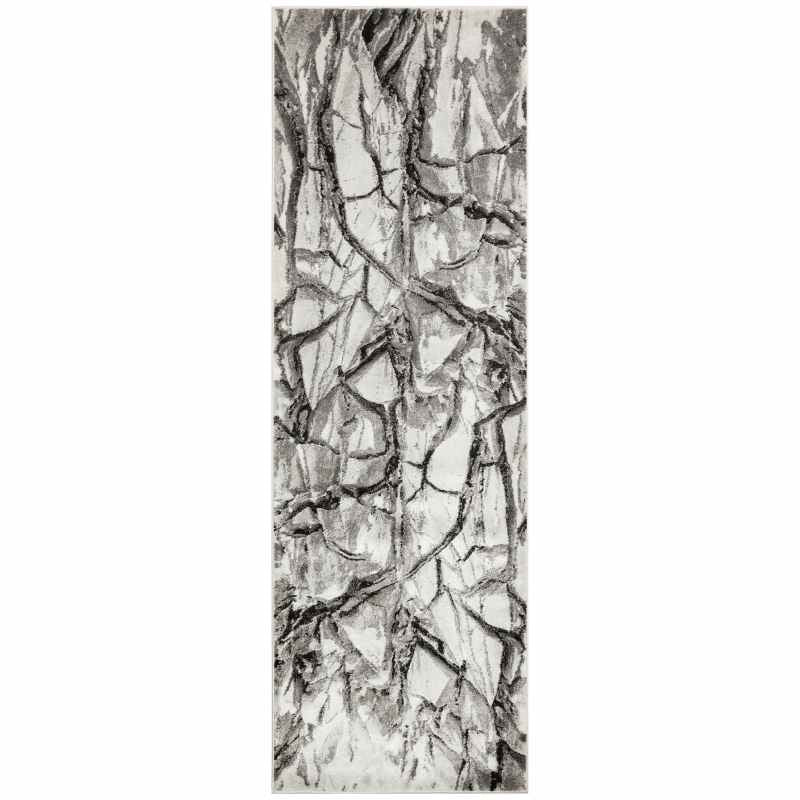 Blaze BLZ07 Abstract Marble Runner Rugs in Silver Grey