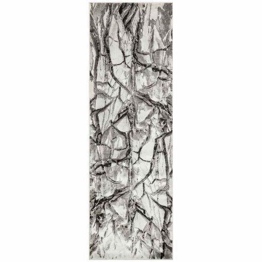 Blaze BLZ07 Abstract Marble Runner Rugs in Silver Grey