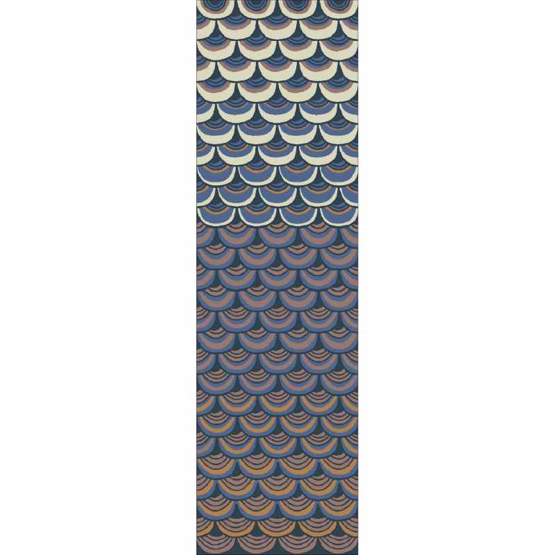 Masquerade Geometric Scale Wool Runner Rugs 16008 by Ted Baker in Blue