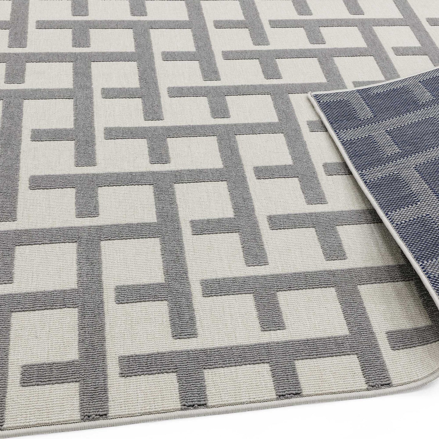 Antibes Grid Indoor Outdoor Rugs in AN03 White Grey