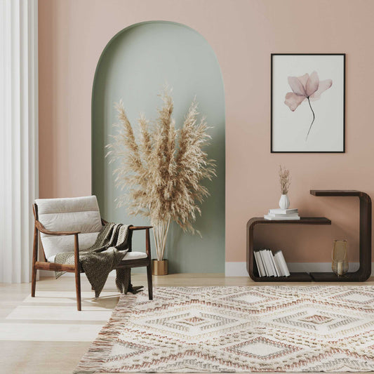 Carlton Boho Geometric Indoor Outdoor Rugs in Pink