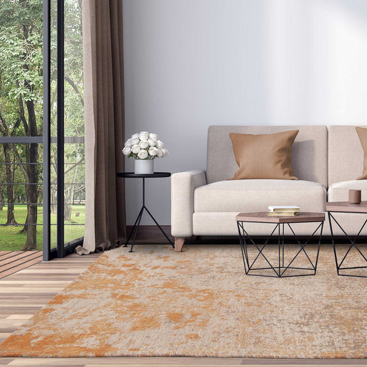 Dara Abstract Indoor Outdoor Rugs in Terracotta Orange