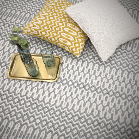 Halsey Geometric Indoor Outdoor Rugs in Duck Egg Blue