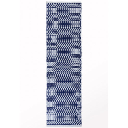 Halsey Geometric Indoor Outdoor Runner Rugs in Blue