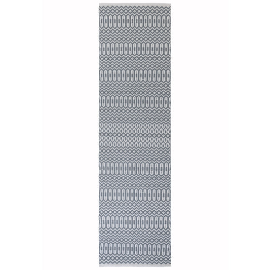 Halsey Geometric Indoor Outdoor Runner Rugs in Duck Egg Blue