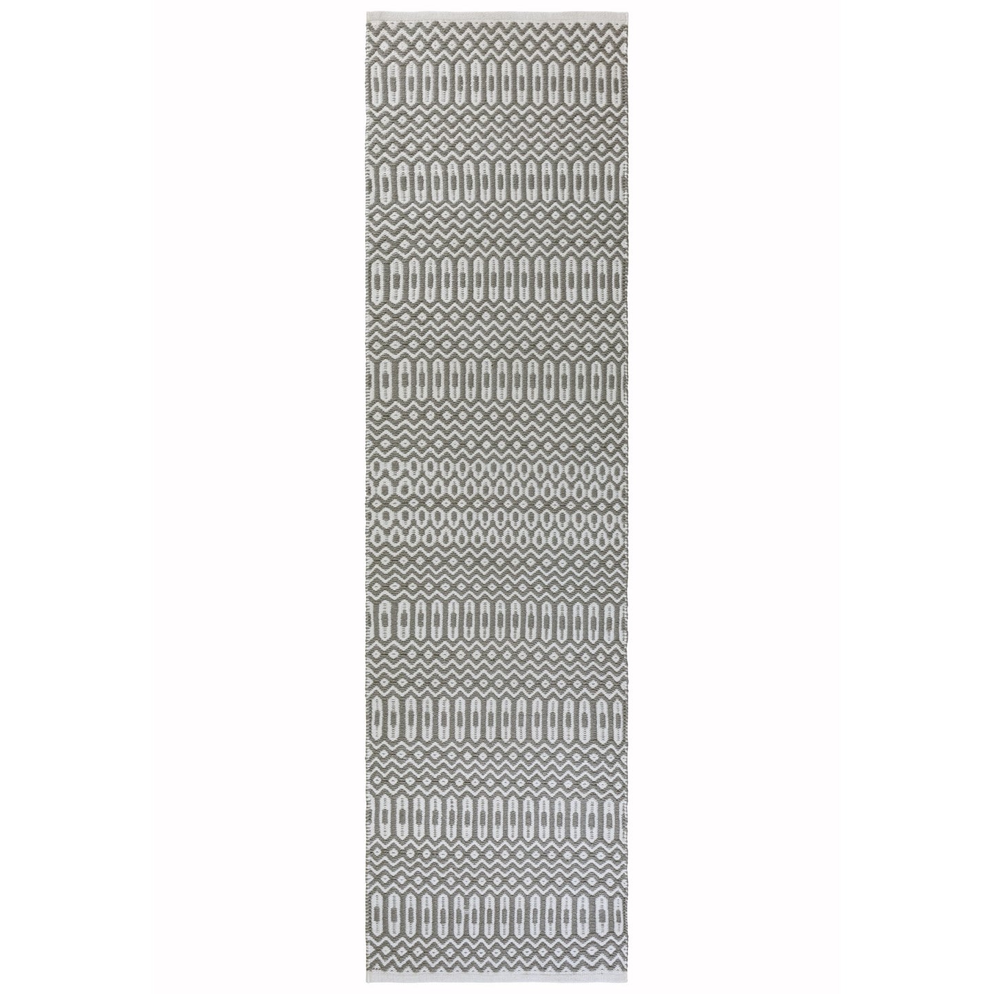 Halsey Geometric Indoor Outdoor Runner Rugs in Grey