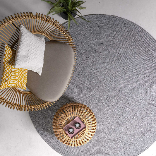 Nico Indoor Outdoor Circle Round Rugs in Grey