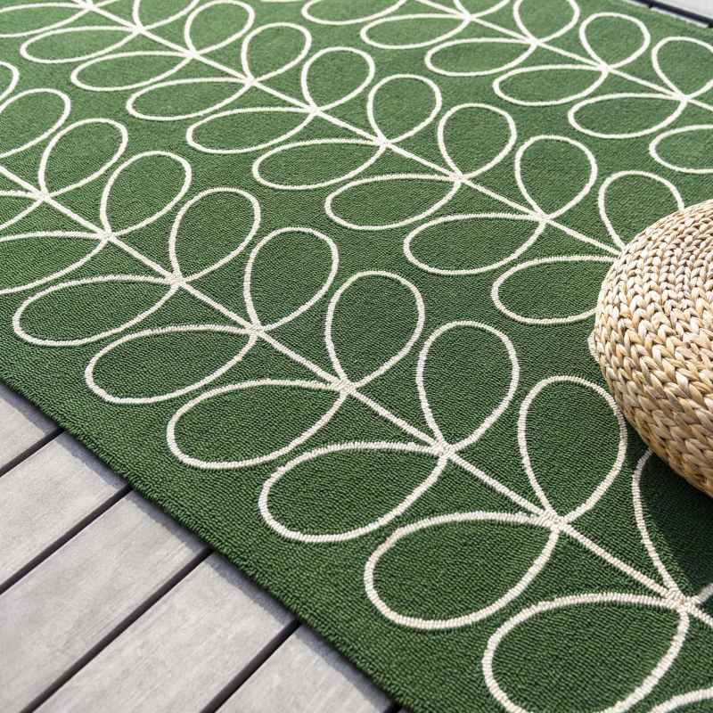 Linear Stem indoor outdoor Rugs 460507 in Jade Green by Orla Kiely