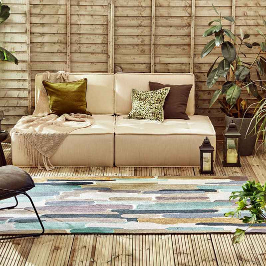 Trattino Indoor Outdoor Abstract Seaglass Rugs 444804 by Harlequin