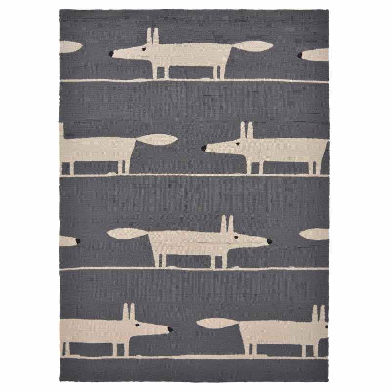 Scion Mr Fox Indoor Outdoor Rugs 425305 in Charcoal Grey