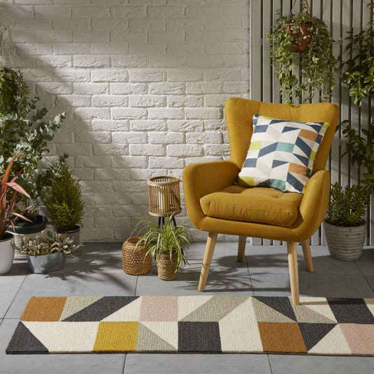 Scion Nuevo Geometric Indoor  Outdoor Runner Rugs 426102 Blush Pink