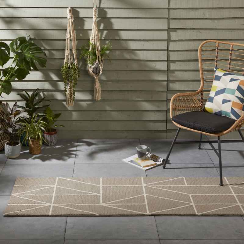 Scion Viso Geometric Indoor Outdoor Runner Rugs 424004 Steel Grey