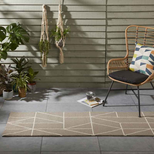 Scion Viso Geometric Indoor Outdoor Runner Rugs 424004 Steel Grey