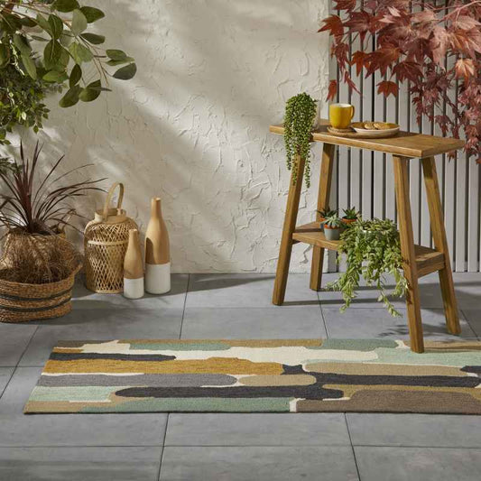 Trattino Indoor Outdoor Abstract Seaglass Runner Rugs 444804 by Harlequin