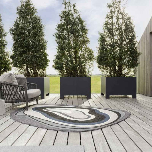 Habitat Aura Indoor Outdoor Abstract Shape Rugs Grey 477304