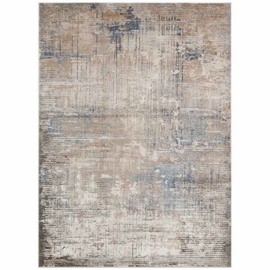 Luzon Abstract Rugs By Concept Loom LUZ802 in Taupe Blue