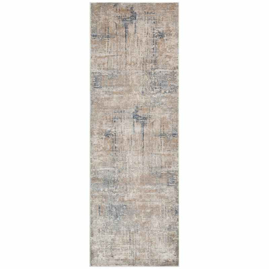 Luzon Abstract Runner Rug By Concept Loom LUZ802 in Taupe Blue
