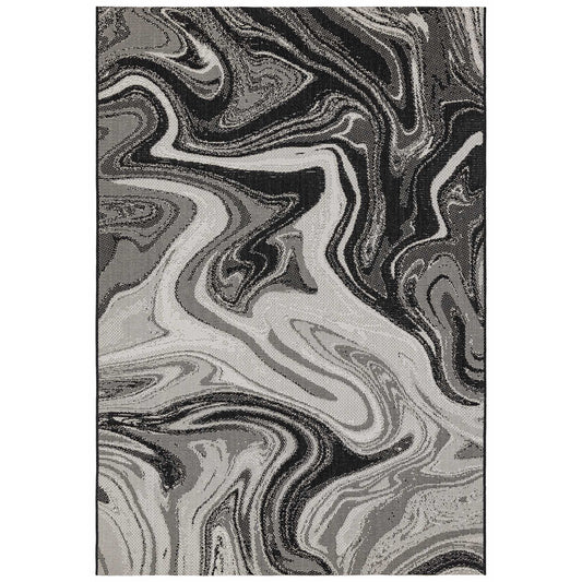 Patio PAT19 Marble Indoor Outdoor Rugs in Black