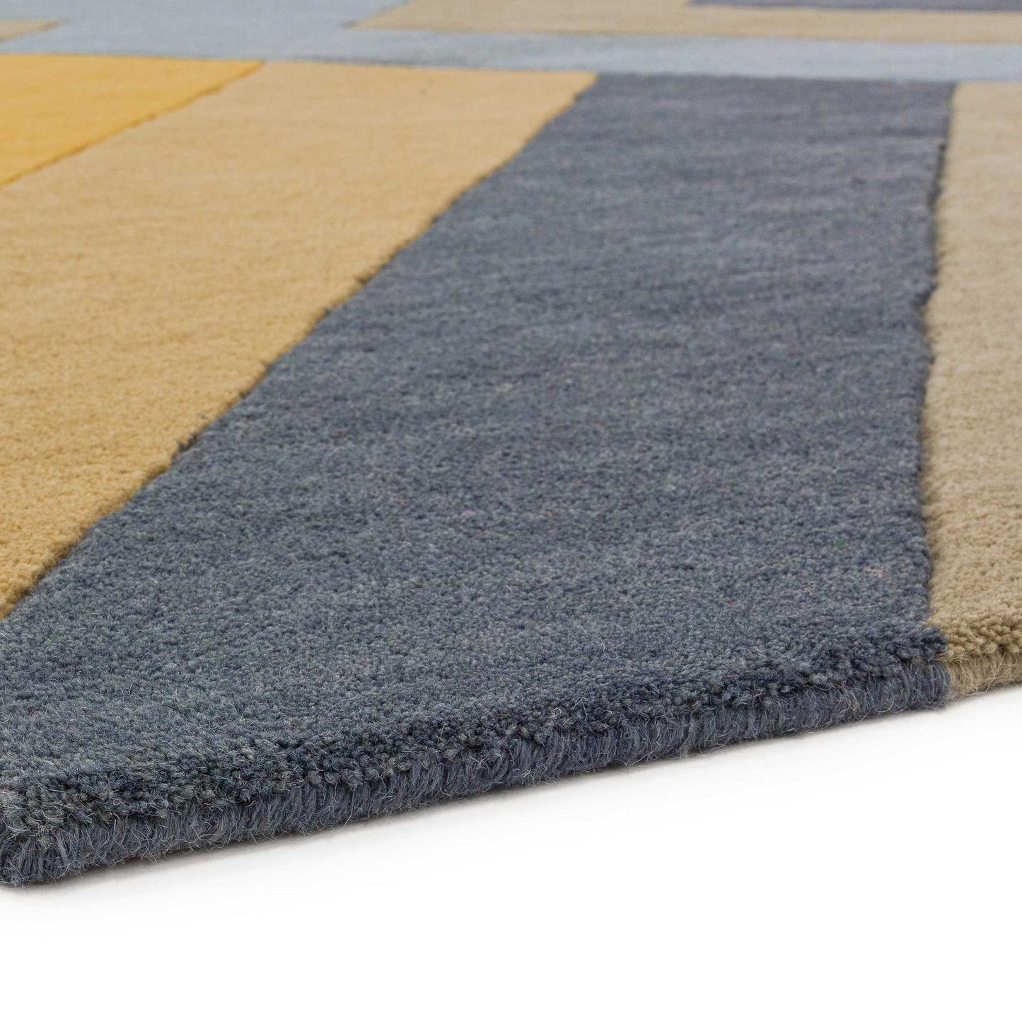 Reef Big Zig RF02 Geometric Wool Runner Rugs in Yellow Grey