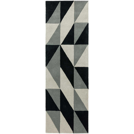 Reef Flag Geometric Wool Runner Rugs RF08 in Grey
