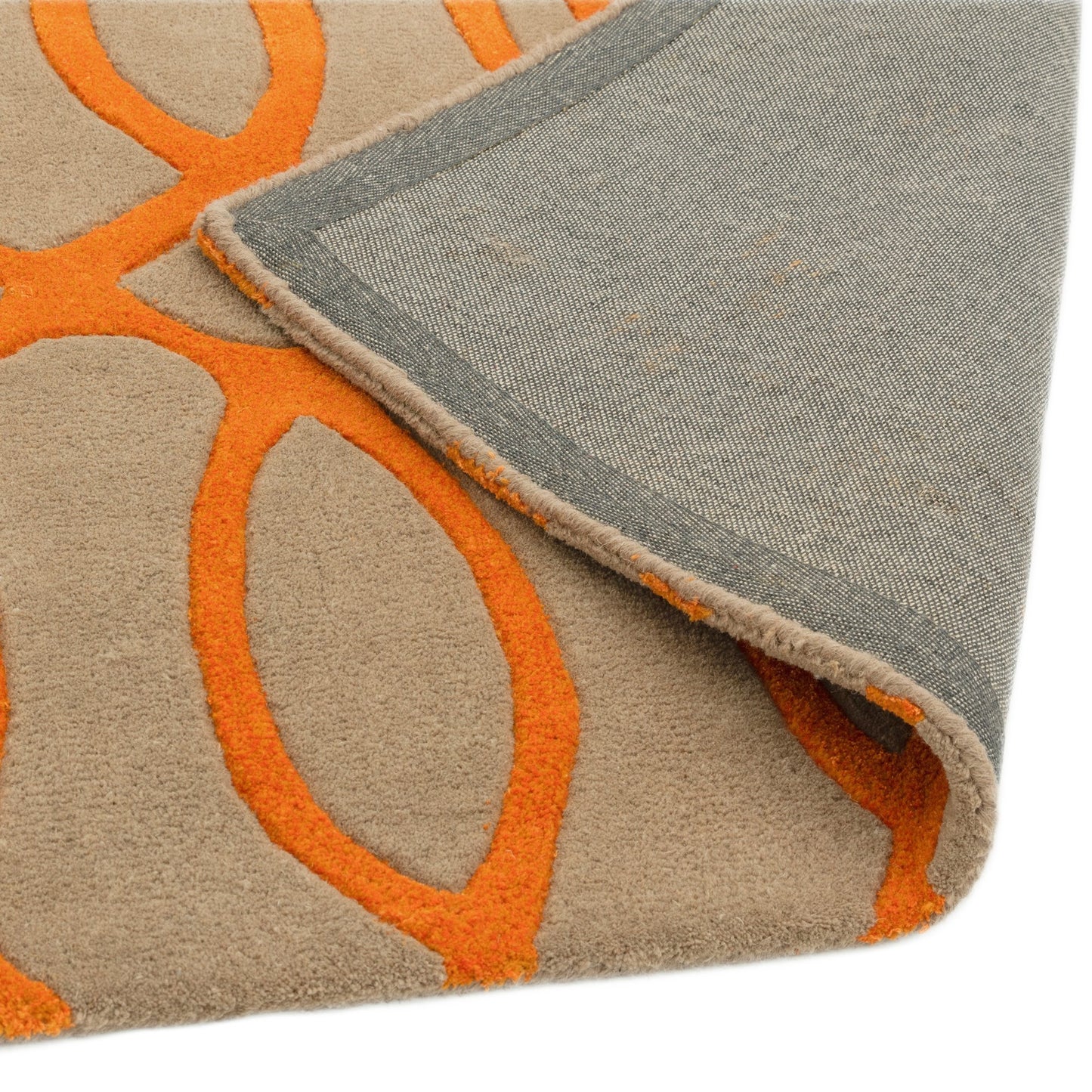 Matrix MAX37 Wire Geometric Wool Runner Rugs in Orange