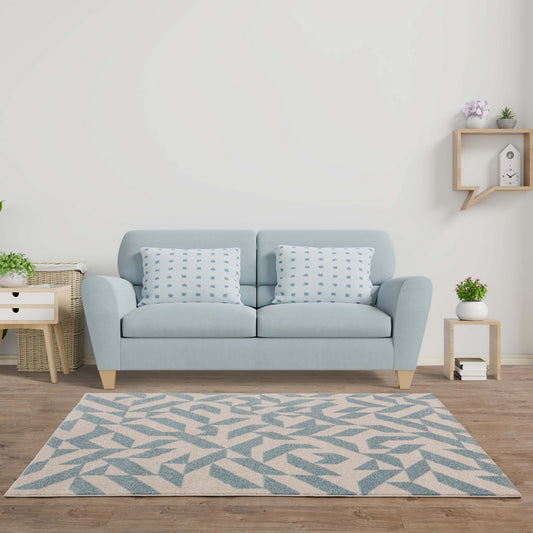 Muse MU03 Geometric Abstract Woven Rugs in Blue