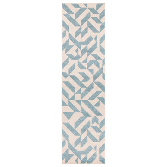 Muse MU03 Geometric Abstract Woven Runner Rugs in Blue