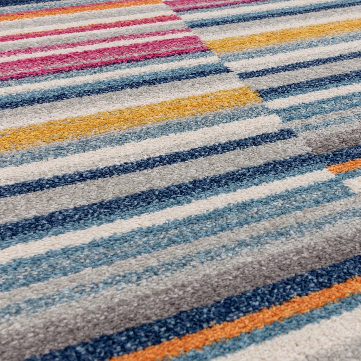 Muse MU06 Geometric Striped Woven Rugs in Pink Multi
