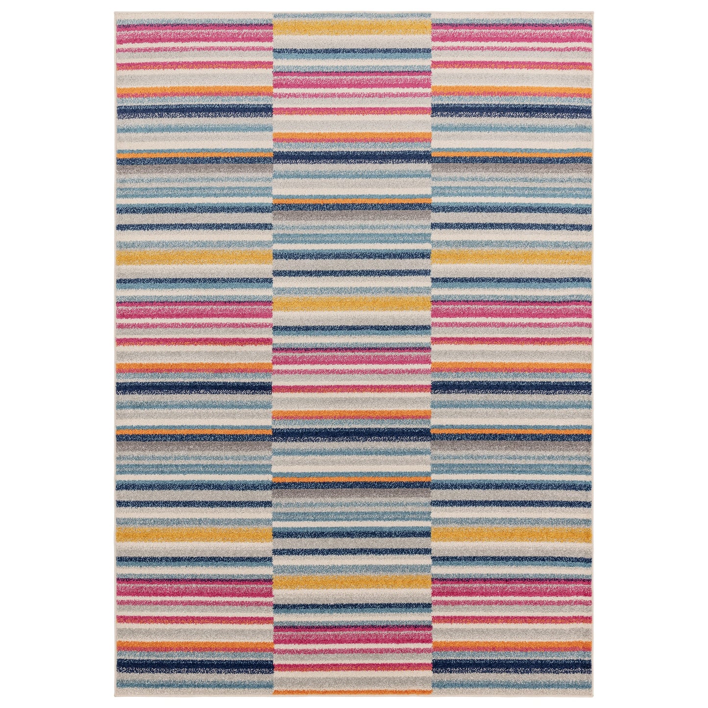 Muse MU06 Geometric Striped Woven Rugs in Pink Multi