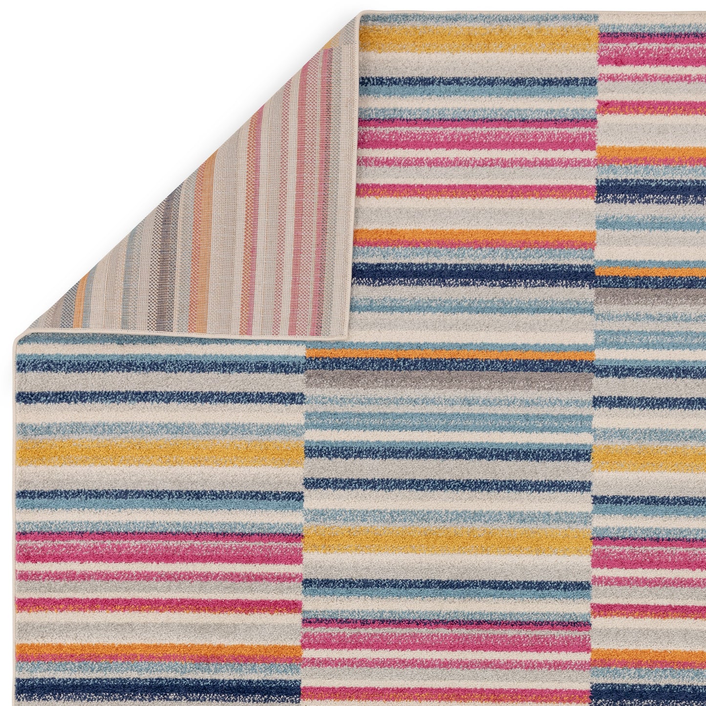 Muse MU06 Geometric Striped Woven Runner Rugs in Pink Multi