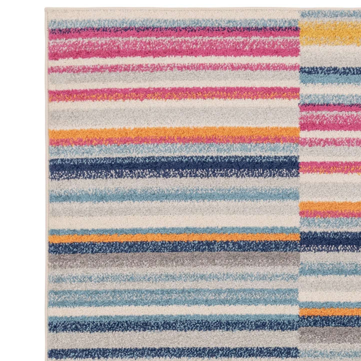Muse MU06 Geometric Striped Woven Runner Rugs in Pink Multi