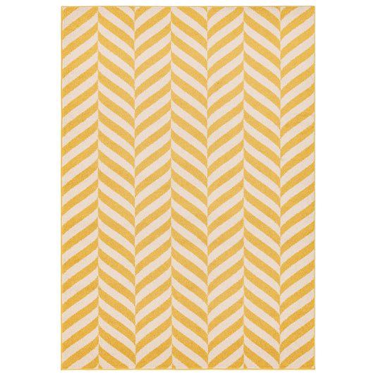 Muse MU08 Geometric Chevron Woven Rugs in Yellow