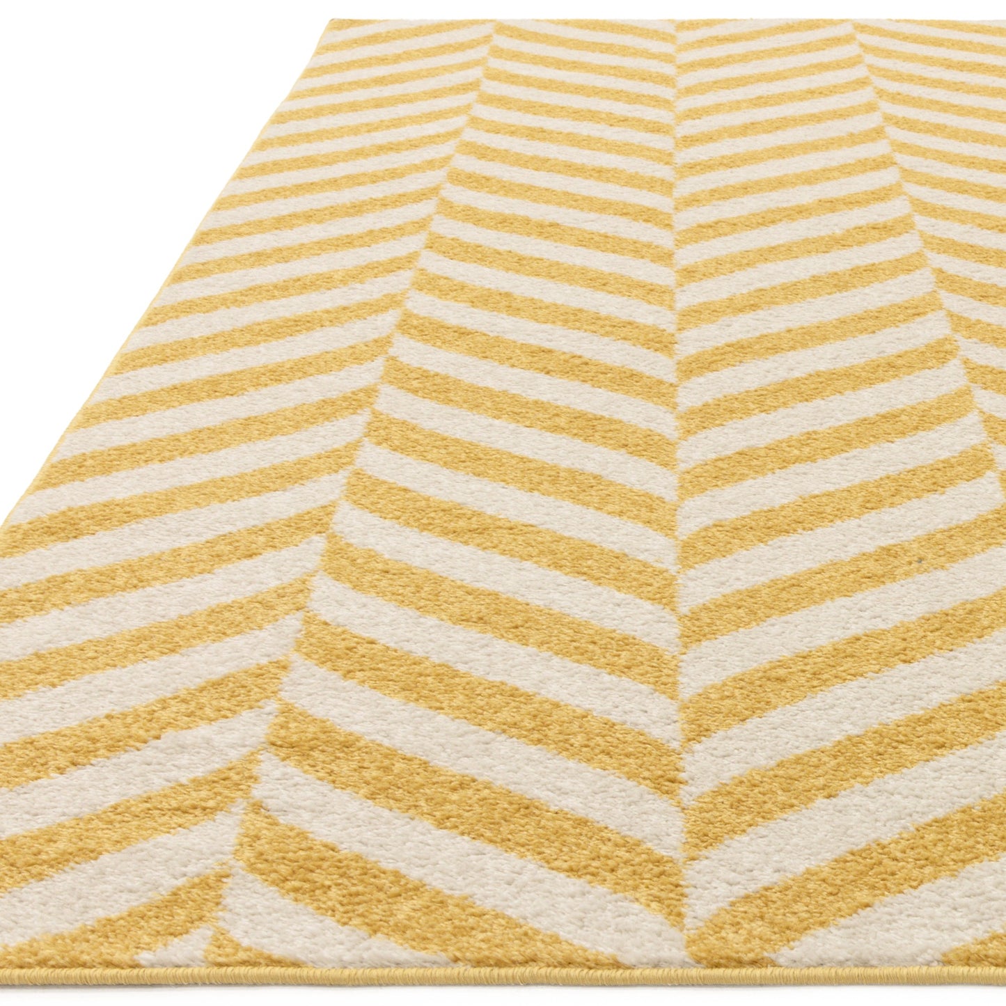 Muse MU08 Geometric Chevron Woven Rugs in Yellow