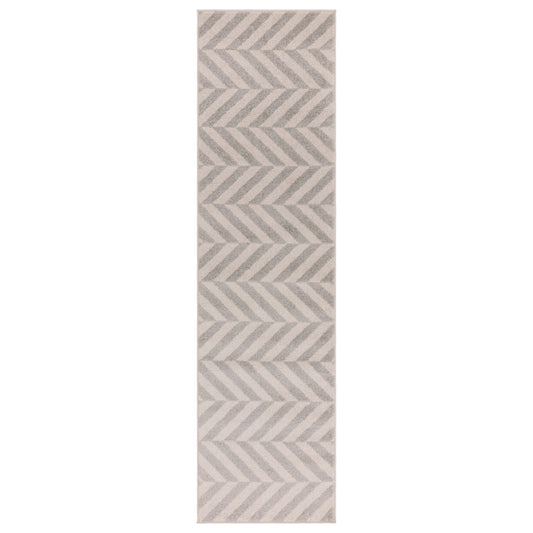 Muse MU07 Geometric Chevron Woven Runner Rugs in Grey