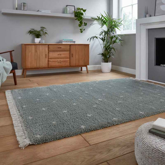 Boho A475 Dotty Rugs in Mint Green