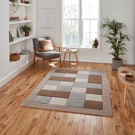 Brooklyn Modern Blocks Rugs BRK04 in Beige Grey