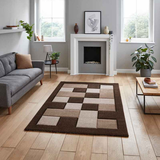 Brooklyn Modern Blocks Rugs BRK04 in Brown Beige