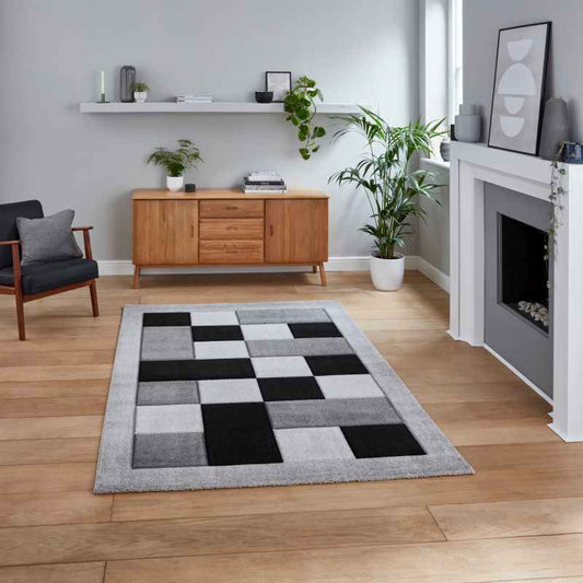 Brooklyn Modern Blocks Rugs BRK04 in Grey